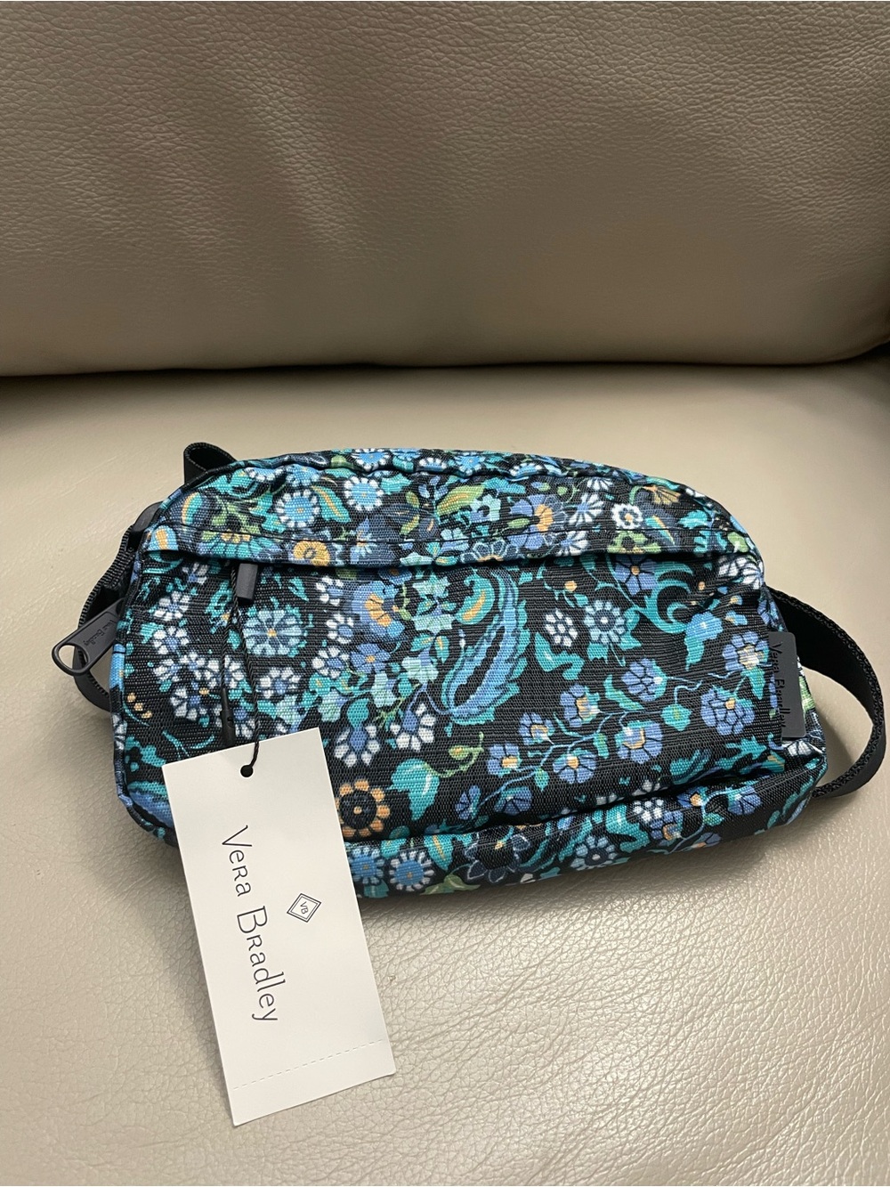 Vera Bradley small belt bag with Teal & Blue Floral pattern